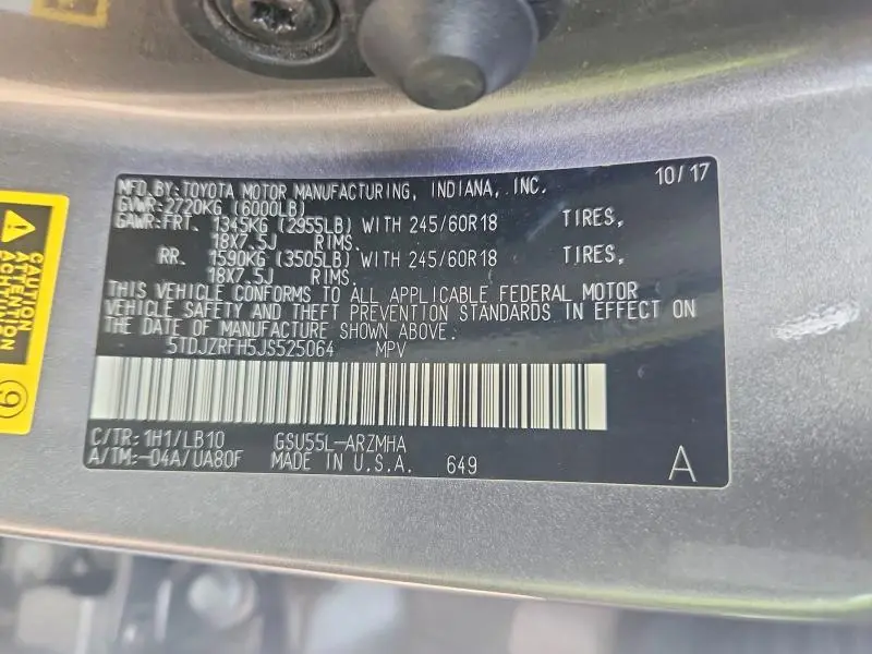 2018 TOYOTA HIGHLANDER XLE  