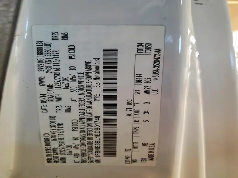 2014 FORD ECONOLINE E350 SUPER DUTY WAGON  