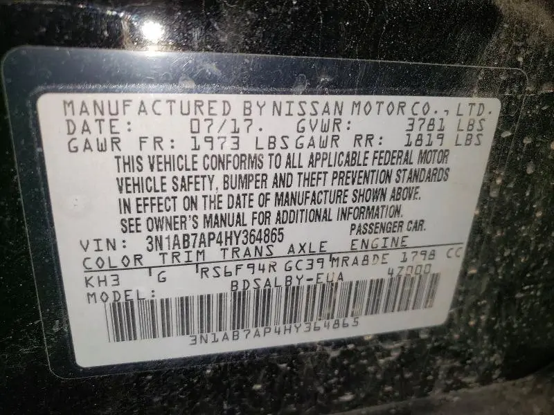 2017 NISSAN SENTRA   