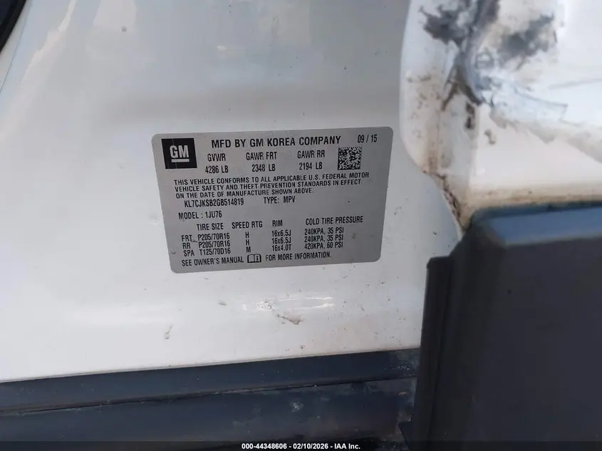 2016 CHEVROLET TRAX 1LS