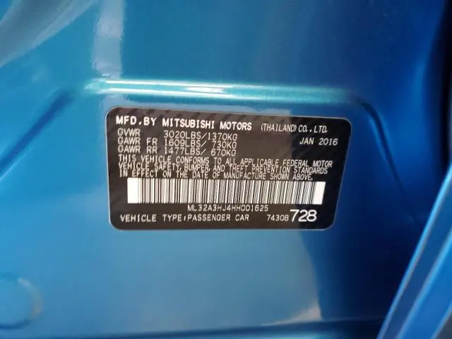 2017 MITSUBISHI MIRAGE ES