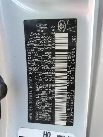 2014 TOYOTA COROLLA L  