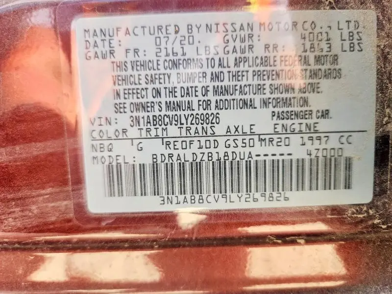 2020 NISSAN SENTRA SV  