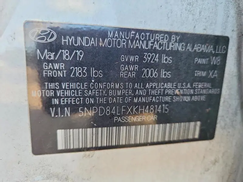 2019 HYUNDAI ELANTRA SEL  