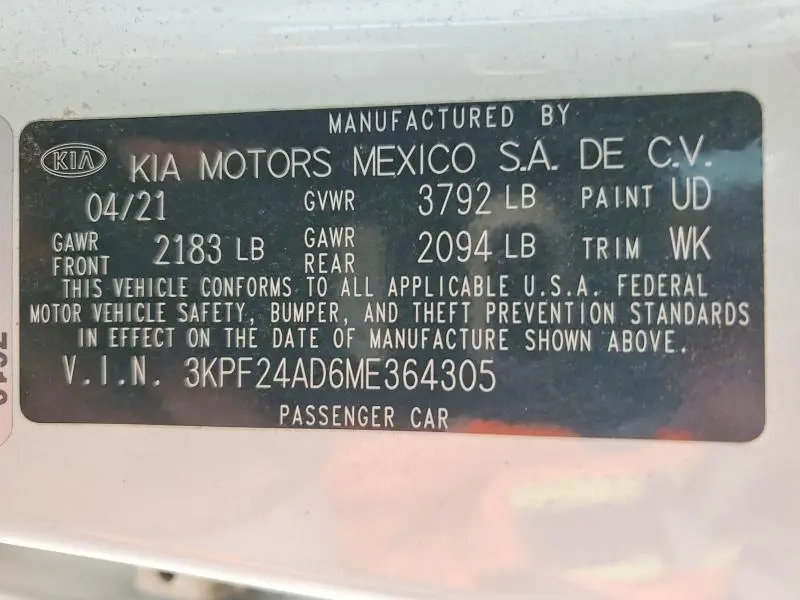 2021 KIA FORTE LXS  