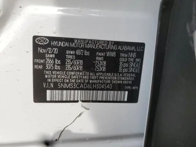 2020 HYUNDAI SANTA FE SEL  