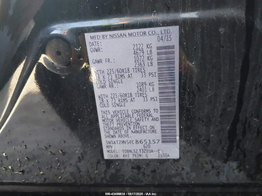 2015 NISSAN ROGUE SL