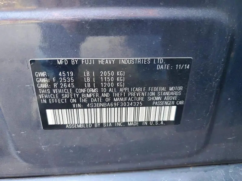 2015 SUBARU LEGACY 2.5I  