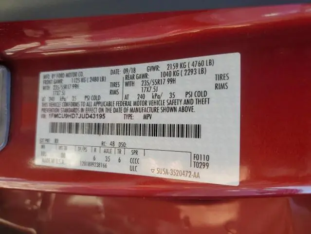 2018 FORD ESCAPE SEL  