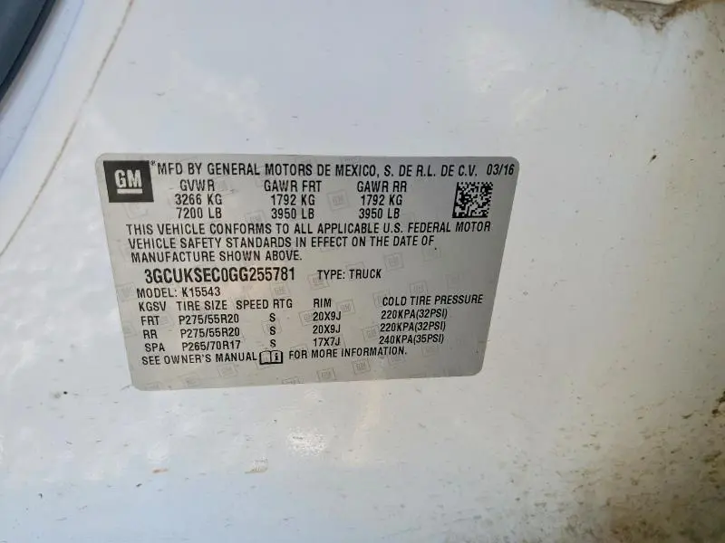 2016 CHEVROLET SILVERADO K1500 LTZ  