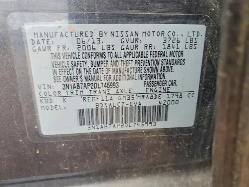 2013 NISSAN SENTRA S  