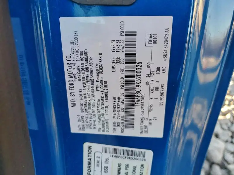 2019 FORD MUSTANG GT  