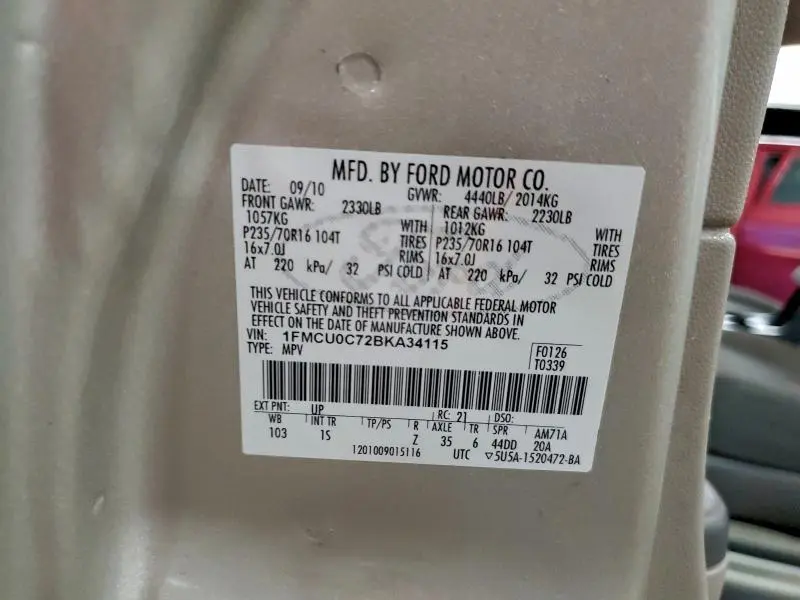 2011 FORD ESCAPE XLS  