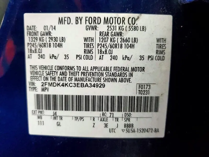 2014 FORD EDGE LIMITED  