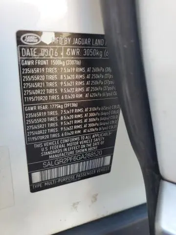 2016 LAND ROVER RANGE ROVER   