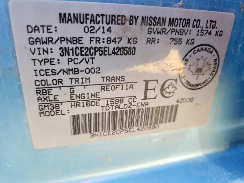 2014 NISSAN VERSA NOTE S  