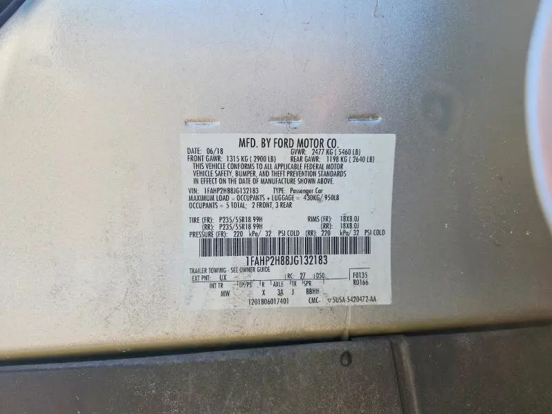 2018 FORD TAURUS SEL  