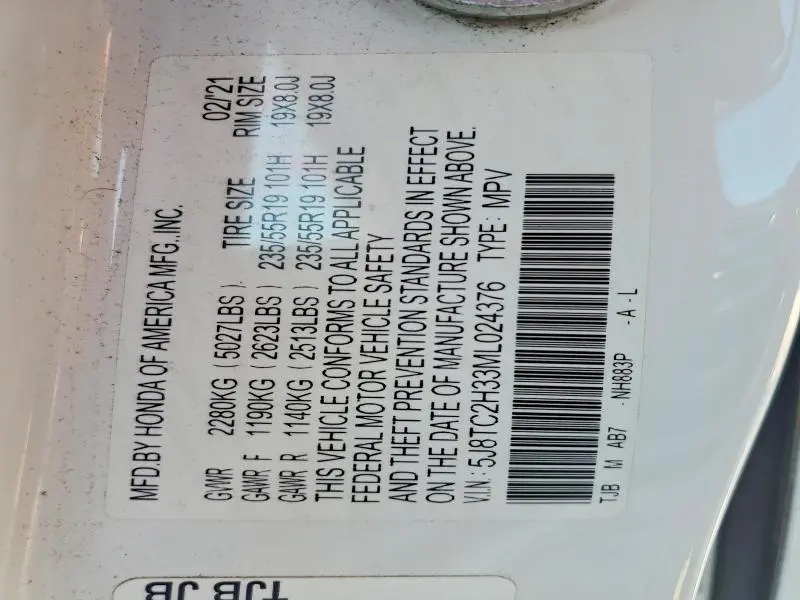 2021 ACURA RDX   