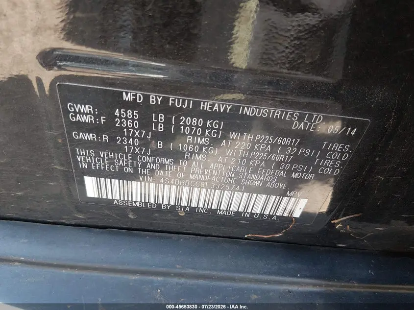 2014 SUBARU OUTBACK 2.5I PREMIUM