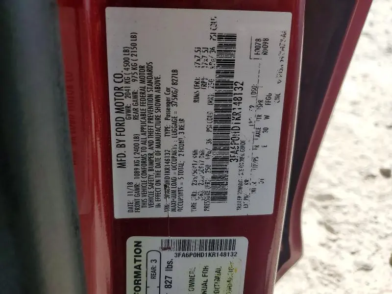 2019 FORD FUSION SE  