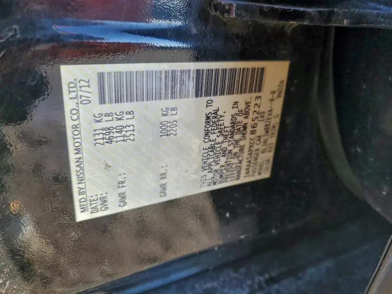 2012 NISSAN MAXIMA S  