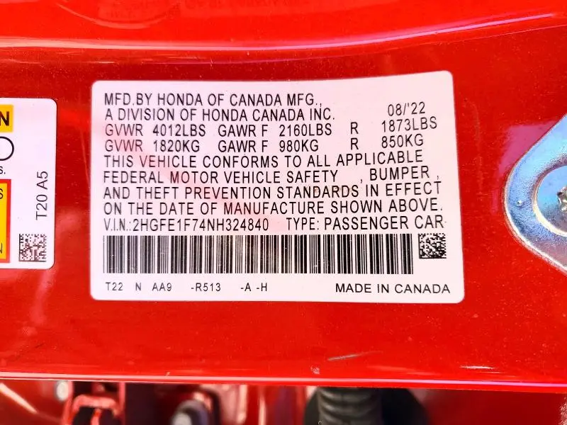2022 HONDA CIVIC EX  
