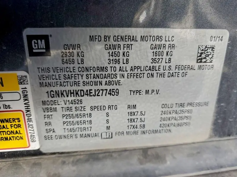 2014 CHEVROLET TRAVERSE LT  