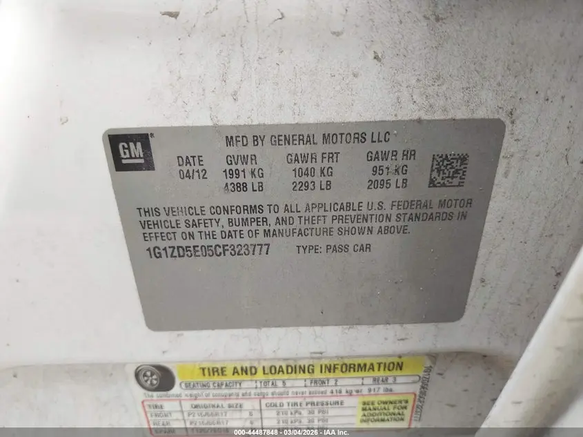 2012 CHEVROLET MALIBU 2LT