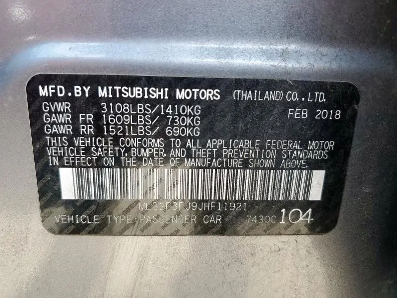 2018 MITSUBISHI MIRAGE G4 ES  
