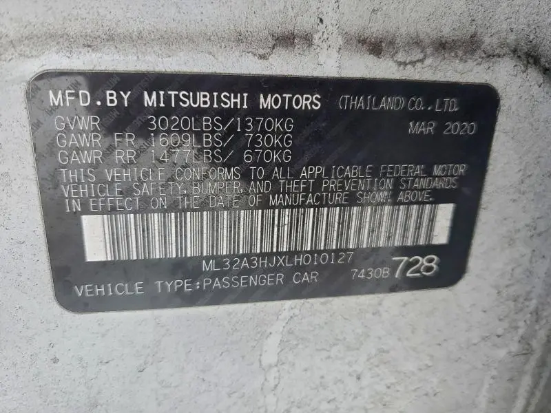 2020 MITSUBISHI MIRAGE ES  