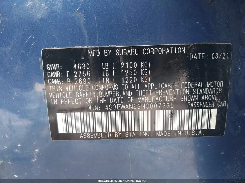 2022 SUBARU LEGACY LIMITED