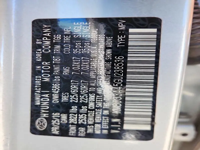 2016 HYUNDAI TUCSON LIMITED  