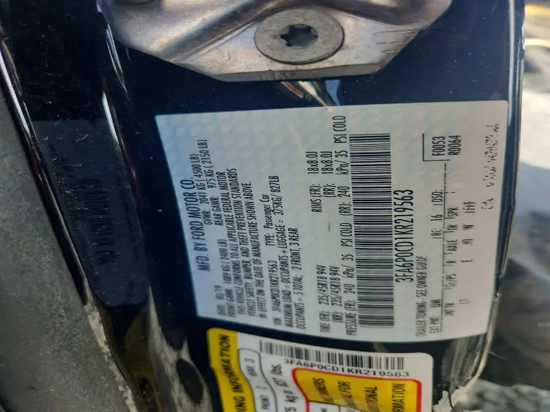 2019 FORD FUSION SEL  