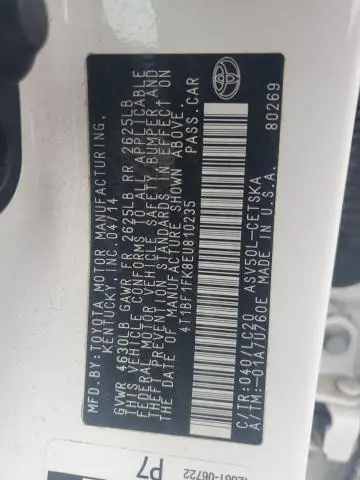 2014 TOYOTA CAMRY L  