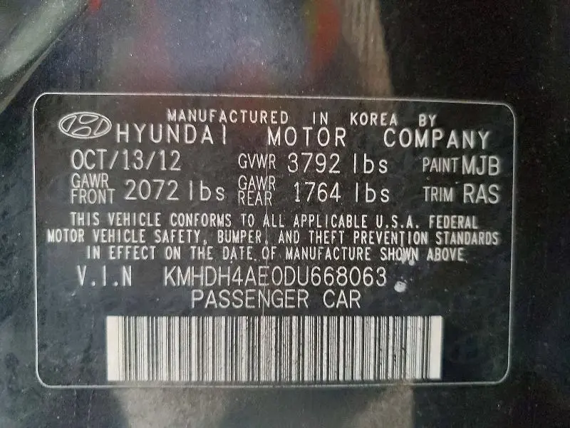 2013 HYUNDAI ELANTRA GLS  