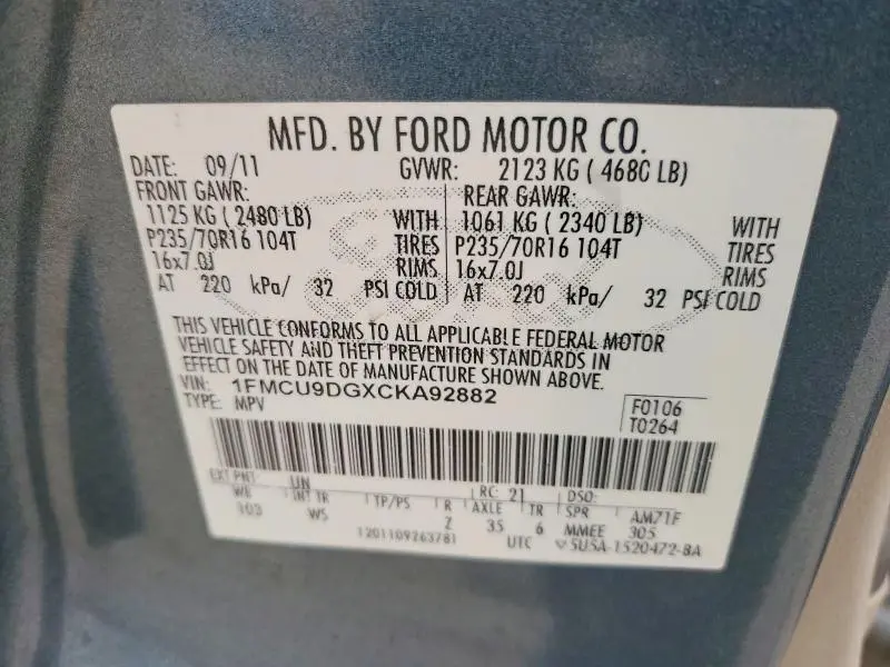 2012 FORD ESCAPE XLT  