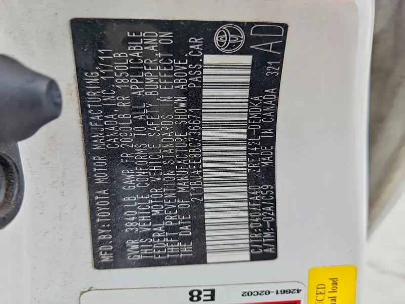 2011 TOYOTA COROLLA BASE  