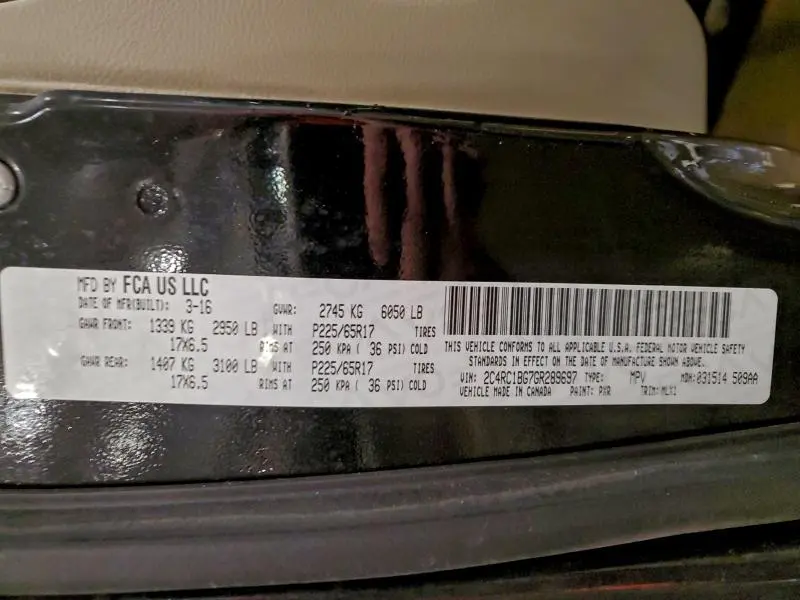 2016 CHRYSLER TOWN & COUNTRY TOURING  