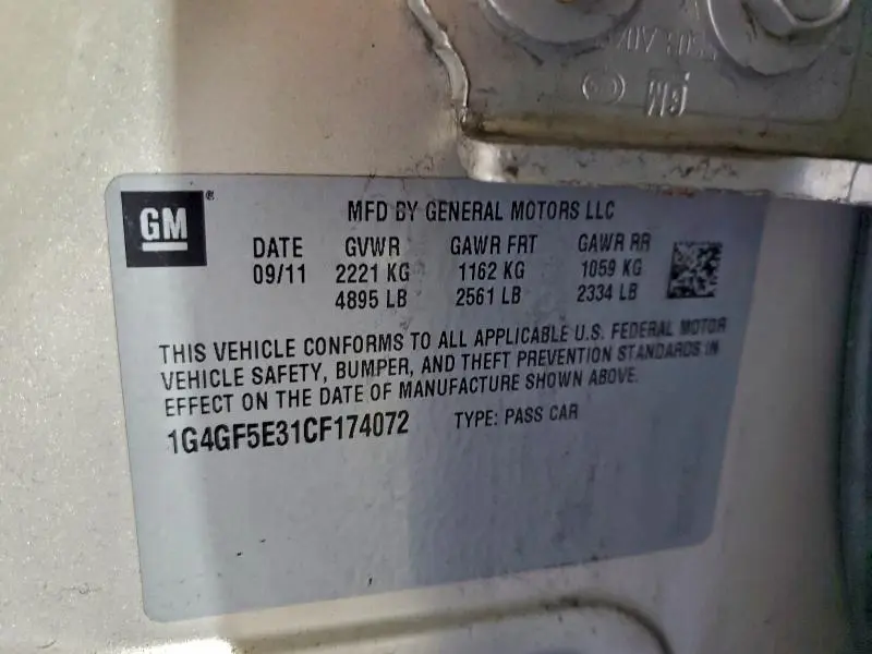 2012 BUICK LACROSSE PREMIUM  