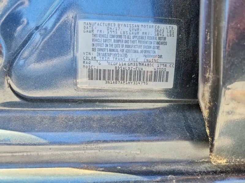 2017 NISSAN SENTRA SV  