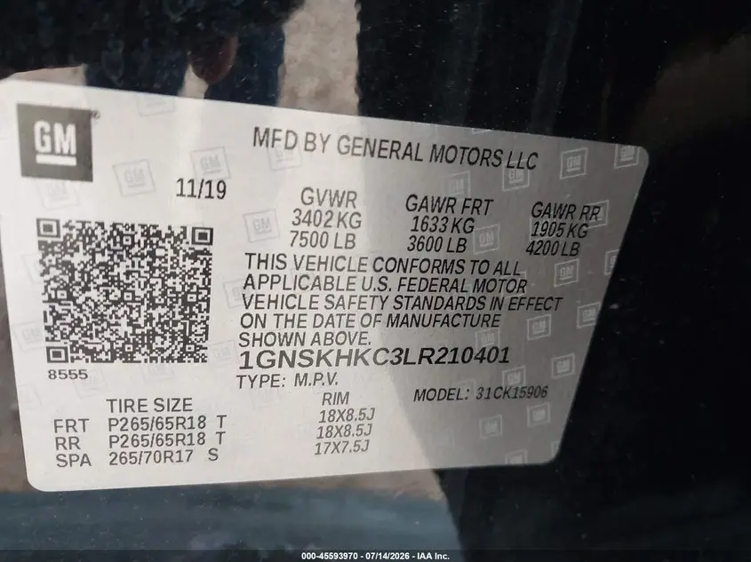 2020 CHEVROLET SUBURBAN 4WD LT