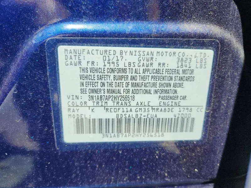 2017 NISSAN SENTRA S  