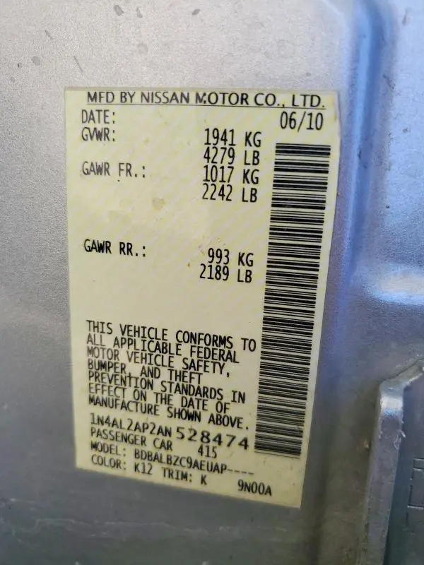 2010 NISSAN ALTIMA   