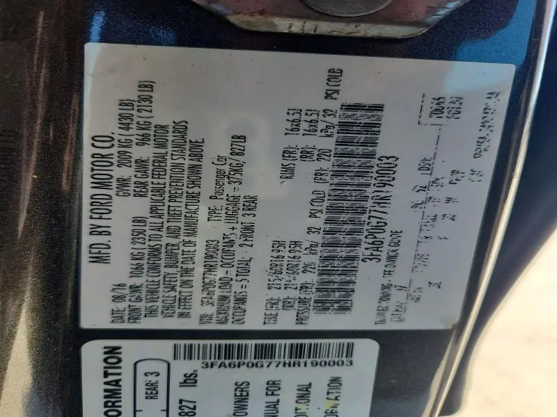 2017 FORD FUSION   