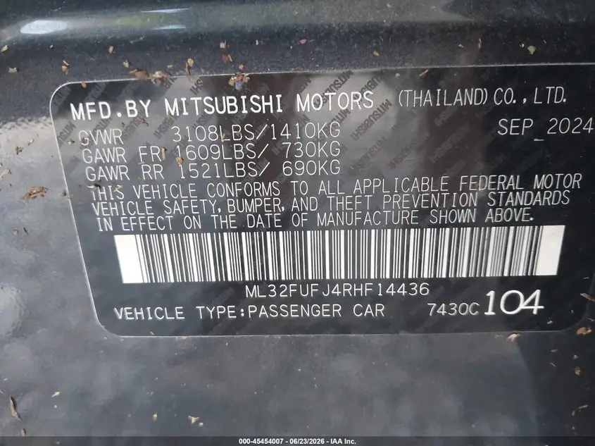 2024 MITSUBISHI MIRAGE G4 BLACK EDITION/ES/LE