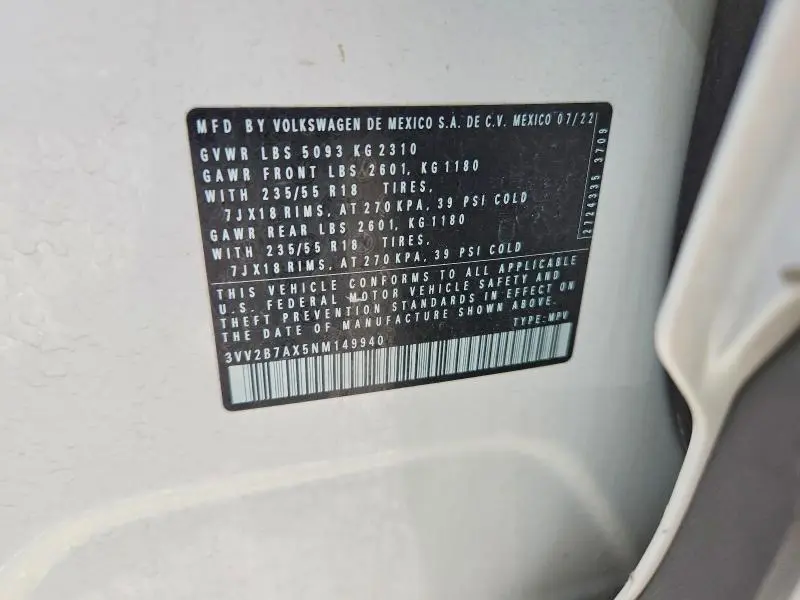 2022 VOLKSWAGEN TIGUAN SE  