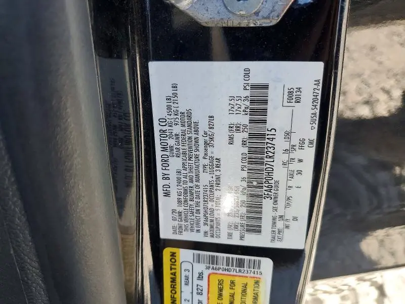 2020 FORD FUSION SE  