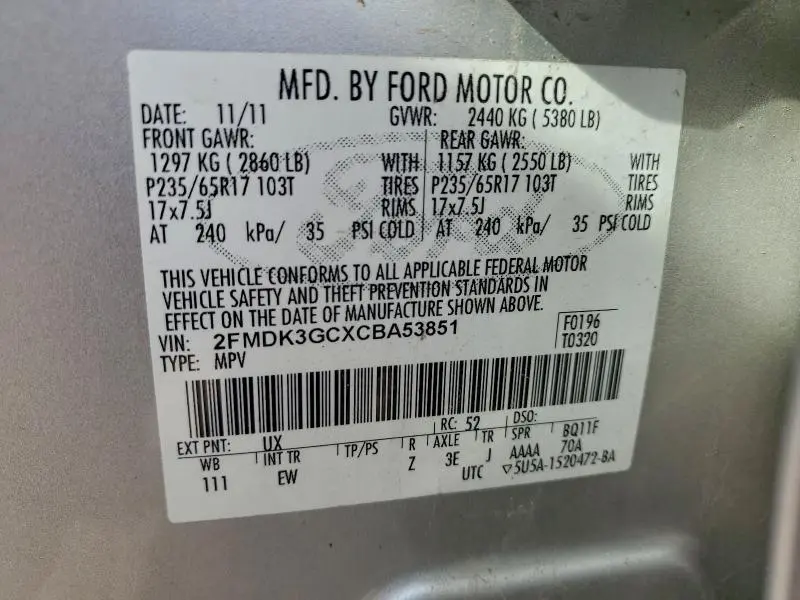 2012 FORD EDGE SE  
