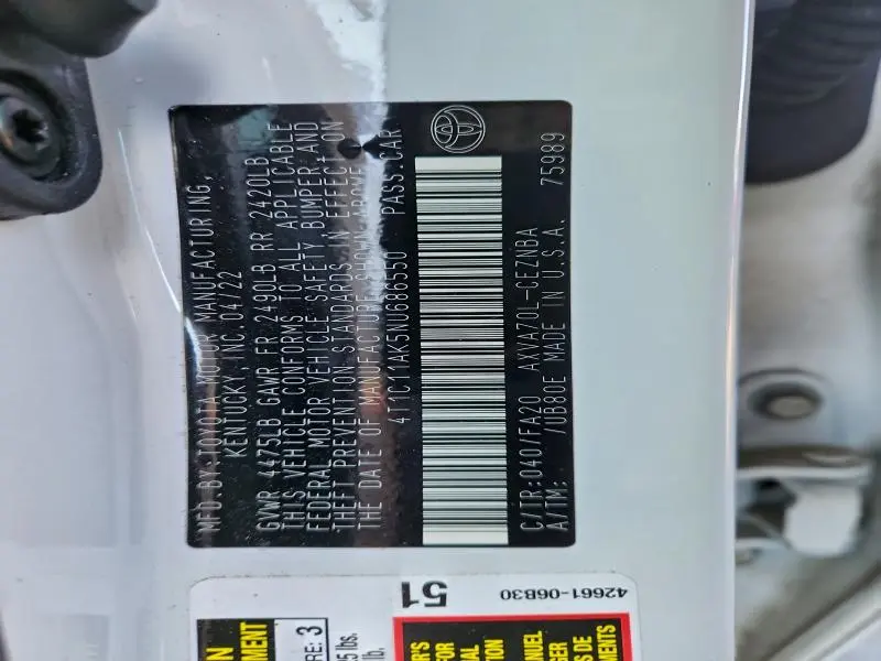 2022 TOYOTA CAMRY LE  