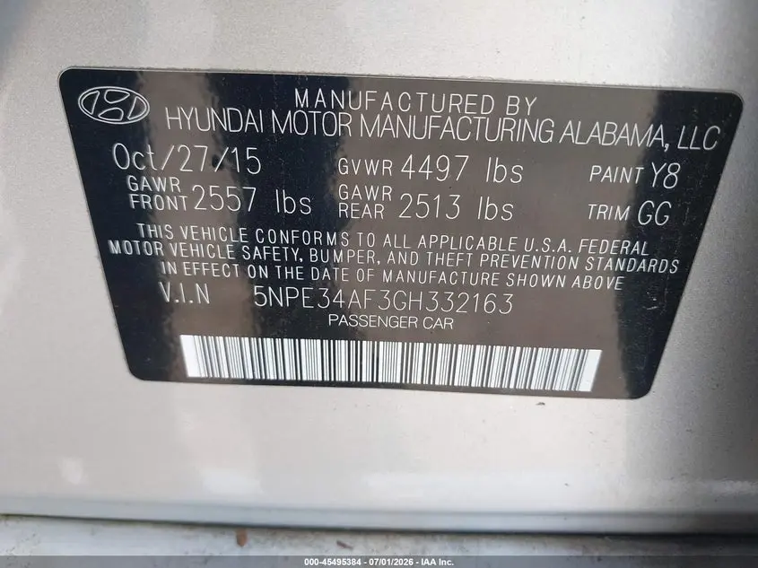 2016 HYUNDAI SONATA LIMITED